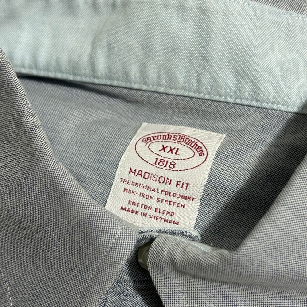 Brooks Brothers Button Down XXL Blue Madison Fit Non-Iron Stretch Long Sleeve - Picture 2 of 7